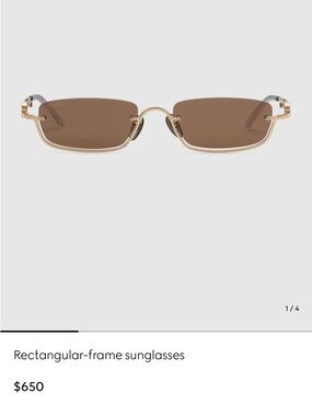 Rectangular Gold Frame Sunglasses with Brown Lenses